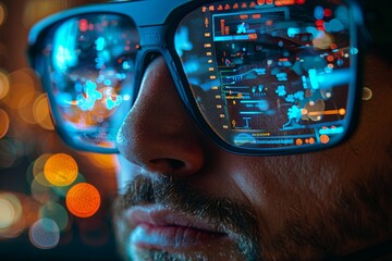 Close-up of person wearing glasses