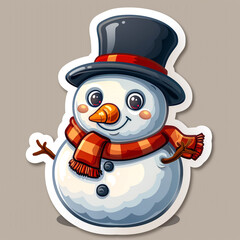 Snowman Sticker With Hat and Scarf