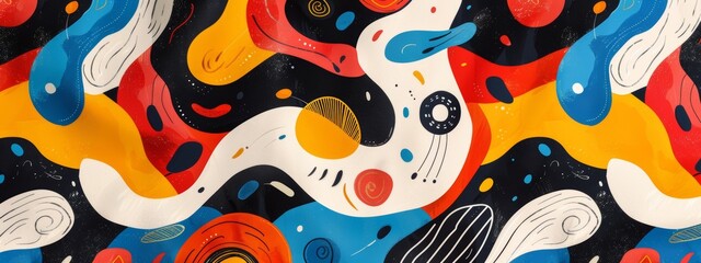 A pattern of colorful abstract shapes inspired by modern art movements.
