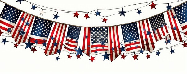 American flag bunting with stars, perfect for patriotic holidays.