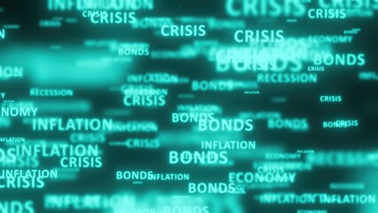 Obraz premium Through the text economy, recession, inflation. Computer generated 3d render