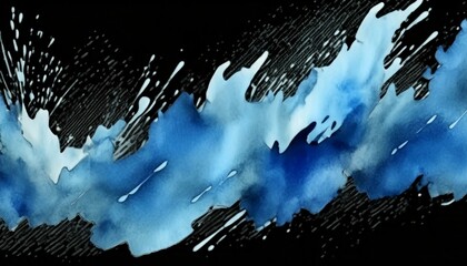 dynamic blue watercolor brush strokes dark background 