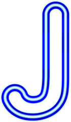 Vector bright blue neon light alphabet font typography design-J