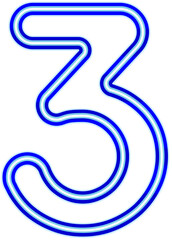 Vector bright blue neon light number typography design-3