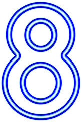 Vector bright blue neon light number typography design-8