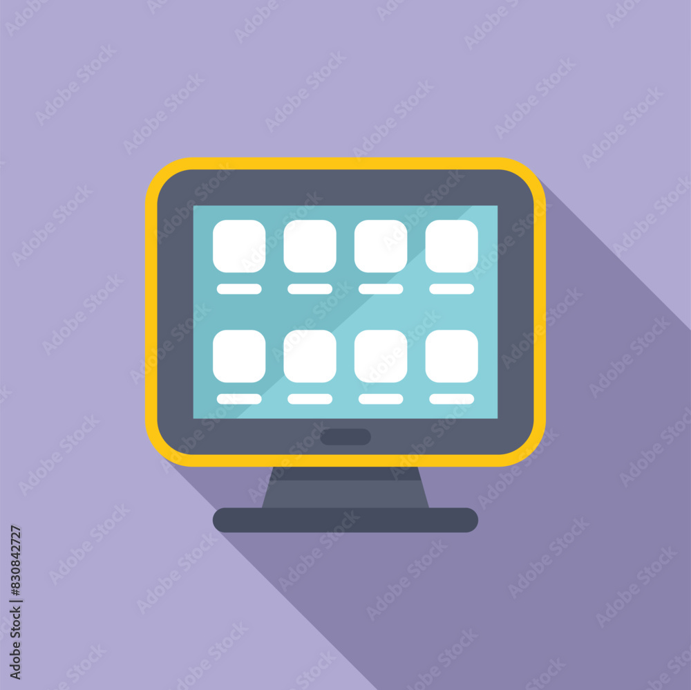Fototapete Vector illustration of a modern desktop computer with a simple flat design interface