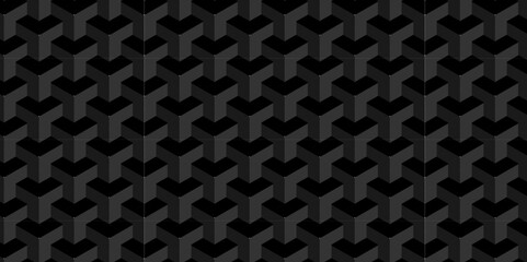 Fototapeta premium Abstract Black cube light carve geometric Transparent deign backdrop background. Seamless blockchain technology pattern. Vector illustration pattern with blocks. design print of cubes pattern.