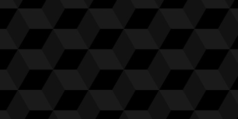 Obraz premium Minimal cubes geometric tile and mosaic wall grid backdrop hexagon technology wallpaper background. black and gray block cube structure backdrop grid triangle texture vintage design.