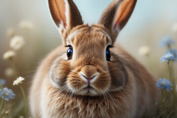 Obraz premium Close-up portrait of a brown rabbit