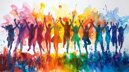 Rainbow Pride: Colorful Watercolor Illustration Celebrating LGBTQ+ Pride Month Festival