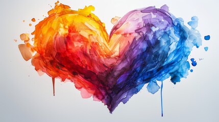 Vibrant Watercolor Heart Art Celebrating Pride Month - Love Prevails in a Spectacular Display of Colors