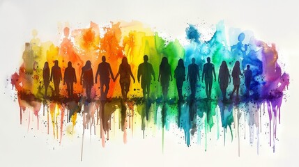 Vibrant Pride: Captivating Rainbow Watercolor Illustration