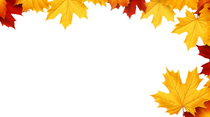 Colorful autumn leaves frame  isolated on transparent background. Perfect for seasonal designs, invitations, and fall-themed projects.