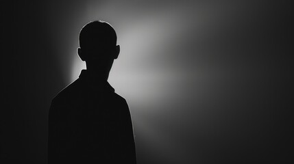 Dark figure silhouette against light backdrop