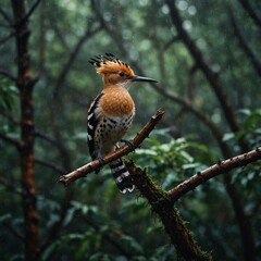 Fototapeta premium Sparrow, Eagle, Hawk, Owl, Pigeon, Crow, Robin, Parrot, Penguin, Flamingo, Swan, Hummingbird, Peacock, Woodpecker, Seagull, Toucan, Canary, Finch, Peli sitting on a branch in the natural green forest