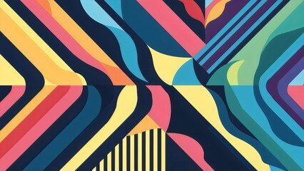 An eye-catching abstract vector artwork featuring a dynamic array of vibrant, geometric patterns