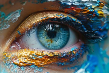 Close up of persons blue eye