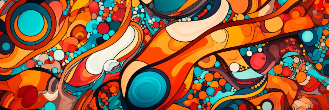 A background funky patterns, combining various shapes and colors