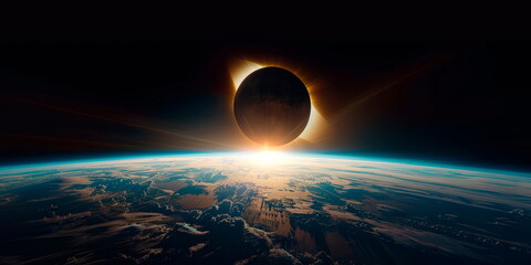 total solar eclipse from space, cosmic background
