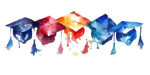 watercolor graduation cap isolated