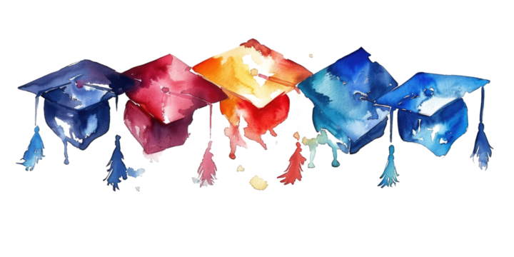 watercolor graduation cap isolated