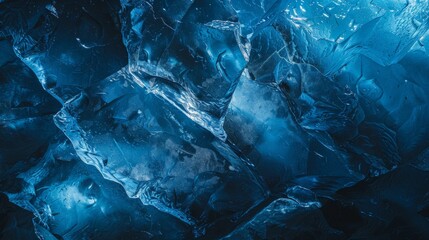 A close up of ice cubes with a blue tint