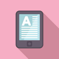 Digital depiction of an ereader on a pink background, showcasing a simple flat design style