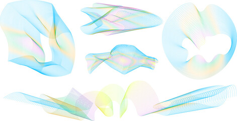 Abstract wave elements for design. Stylized line art background. Vector illustration. Wave with lines created using blend tool.