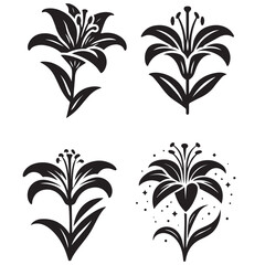 lily silhouette Design vector Art AI Generated 