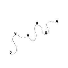 travel route line icon with dotted line