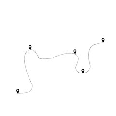 travel route line icon with dotted line