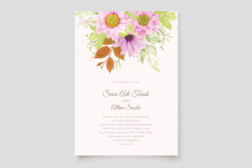 romantic hand drawn floral wedding card