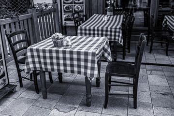 Restaurant outdoor terrace in Budapest,Hungary.