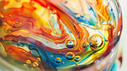 A colorful swirl of paint with a rainbow effect