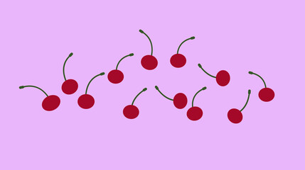 Сherry berries on a pink background. Сherry berries for the logo and design