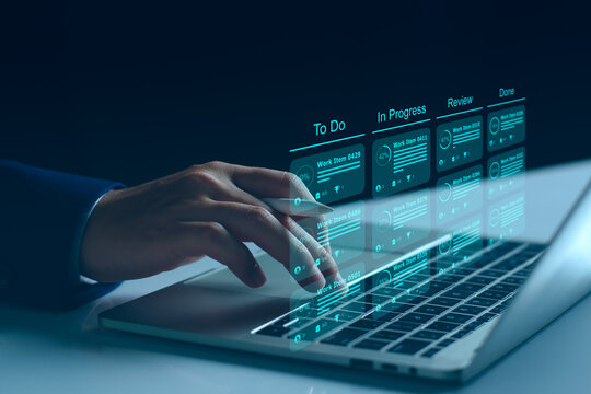Project plan and manage concept. Project manager update tasks and milestones progress plan schedule interface program. Digital business project timeline manage. Business planning software technology