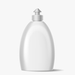 Detergent bottle with push-pull cap realistic vector illustration. Mockup container for home cleaning product 3d object on white background