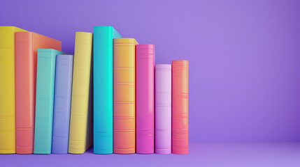 A Many stacks of educational books to study in the university library on a color background
