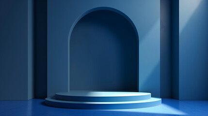 blue archway with a blue wall behind it

