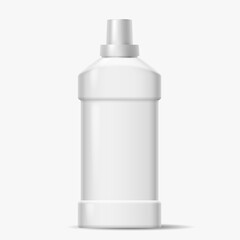Blank bottle of detergent with cap realistic vector illustration. Washing conditioner container with copy space 3d object on white background