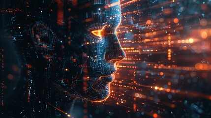 Futuristic Digital Human with Data Visualization