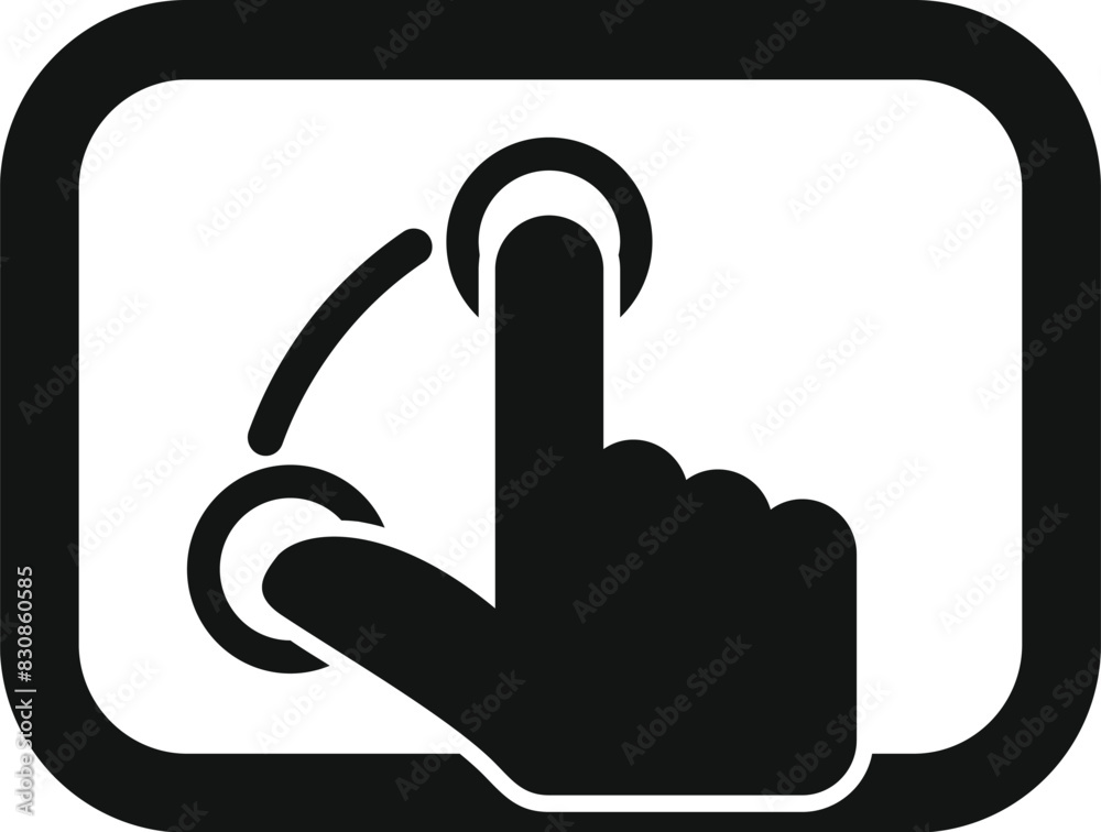 Poster vector illustration of a minimalist black and white touchscreen tap icon representing interactive us