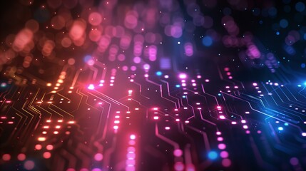 Fototapeta premium Futuristic Circuit Board with Colorful Lights