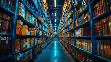 Fototapeta premium Library Bookshelves Perspective
