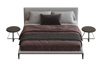 bed isolate on a transparent background, interior furniture, 3D illustration, cg render
