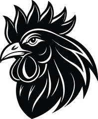 Rooster Head Silhouette Vector Graphic Design