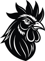 Rooster Head Silhouette Vector Graphic Design