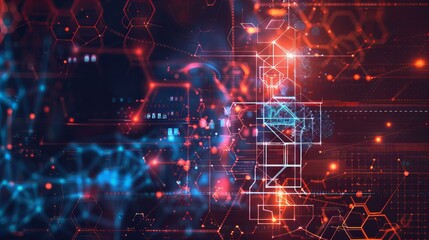 Fototapeta premium Futuristic Digital Interface with Abstract Network