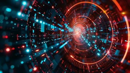 Futuristic Digital Cyber Tunnel