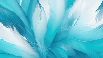 Obraz premium Stylish Cyan Soft Feathers Background